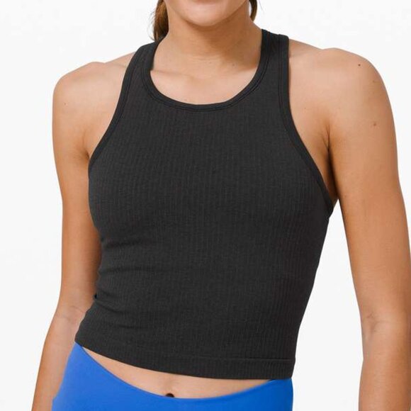 Lululemon Ebb to Street Cropped Racerback Tank Top in Black - Picture 1 of 3
